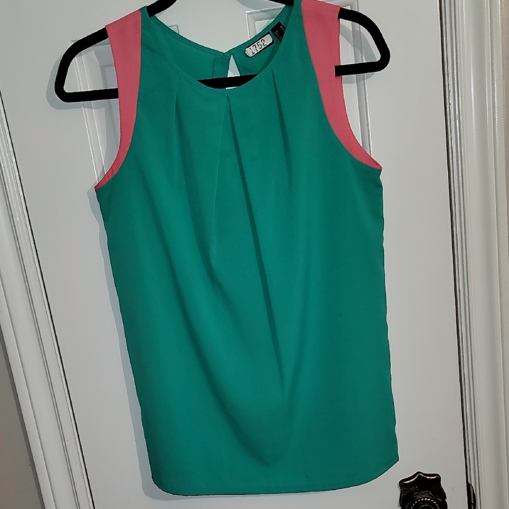 Mexx Green and Pink Sleeveless Blouse